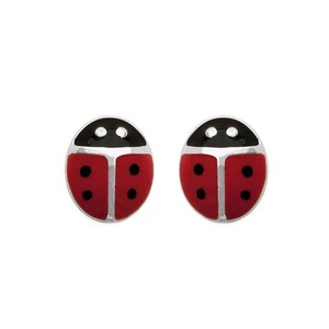 KBC - Boucles d'oreilles Clous Argent 925 Emaille Coccinelle 6mm - Picture 1 of 2