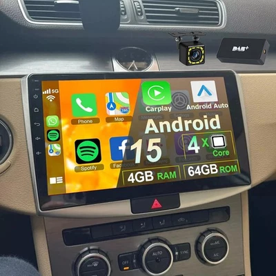 10,1" Android 15 Autoradio 4+64GB Navi BT DAB+ Für VW Passat B7 2010-2015 Kamera - Bild 1 von 4