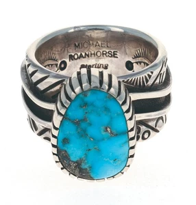 9.25 - Anillo Turquesa Morenci Natural Por Artista Navajo Michael Roanhorse - Imagen 1 de 4