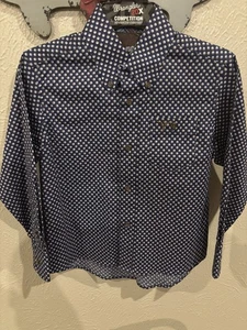 Wrangler Boys Shirt Long Sleeve Small Dark Blue Button Down - Picture 1 of 3
