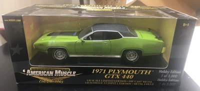 American Muscle 1971 Plymouth GTX 440 Green Diecast Model Car - 1:18 - 1 of 5000 - Image 1 of 4
