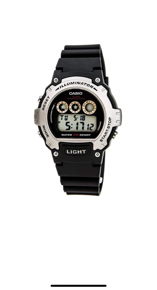 Casio Discontinued Illuminator Sports Digital Chrono Watch W214H-1AV - Image 1 of 1