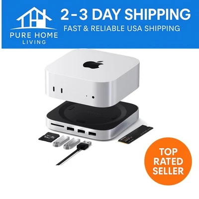 Streamlined Silver Hub & Stand for Mac Mini M4 with Enhanced Cooling & Storage - Image 1 of 4