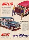 1951 Willys PRINT AD Wood Panel Station Wagon great illustration fun vintage ad 