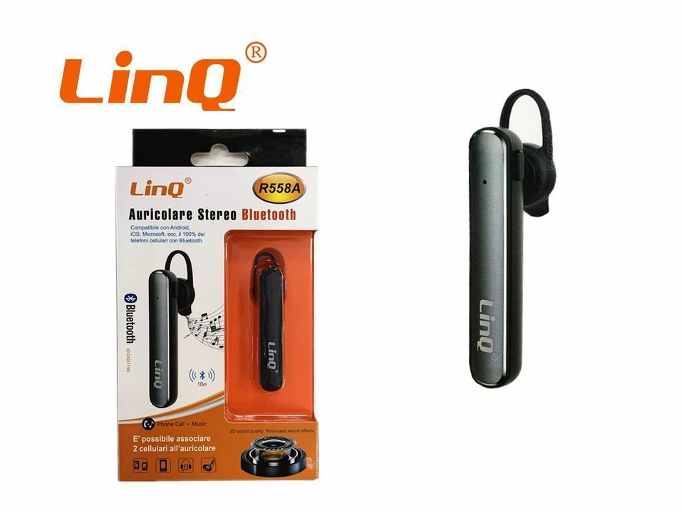 Auricolare Cuffia Bluetooth Stereo Multipoint Smartphone Linq R558A - Immagine 1 di 1
