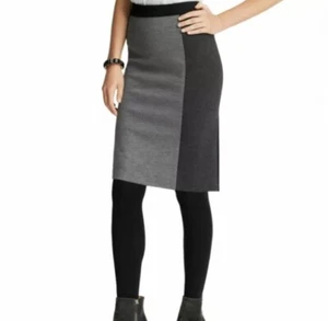 Ann Taylor Size 6 Gray Black Color-Block Jersey Stretch Women’s Pencil Skirt - Picture 1 of 10