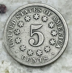 1872 Shield Nickel 5C Good G Copper - Picture 1 of 4