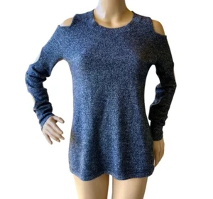 AQUA Sweater Womens XS Gray Cashmere Cold Shoulder Pullover Lightweight - Picture 1 of 4