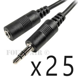 25 Pack Lot - 50ft 3.5mm Stereo Audio Extension Cable Male to Female M/F MP3 1/8 - Picture 1 of 2