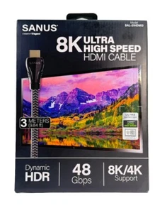 Sanus 8K 2.1 8K 48Gbps Ultra High Speed HDMI Cable (3 Meters/9.84 feet) SAL-21HD - Picture 1 of 11