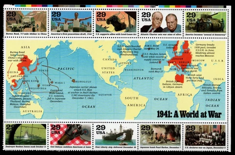ALLY'S STAMPS US Scott #2559 29c WWII - 1941 Block of 10 MNH [FP-76] Cover