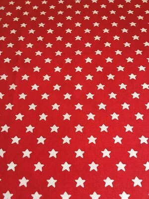 50cm x 25cm Wide Cath Kidston Shooting stars on Red 100% cotton Duck Fabric new - Image 1 of 4