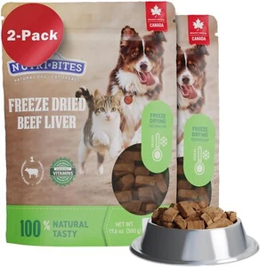 Nutri Bites Freeze Dried Beef Liver Dog Food 2-Pack: 28 oz Total Weight - Single - Picture 1 of 6