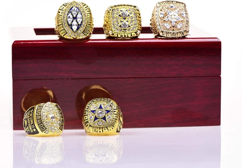 5 Pcs Dallas Cowboys Super Bowl Rings Cowboys Championship Rings Set GOLD boxed Cover