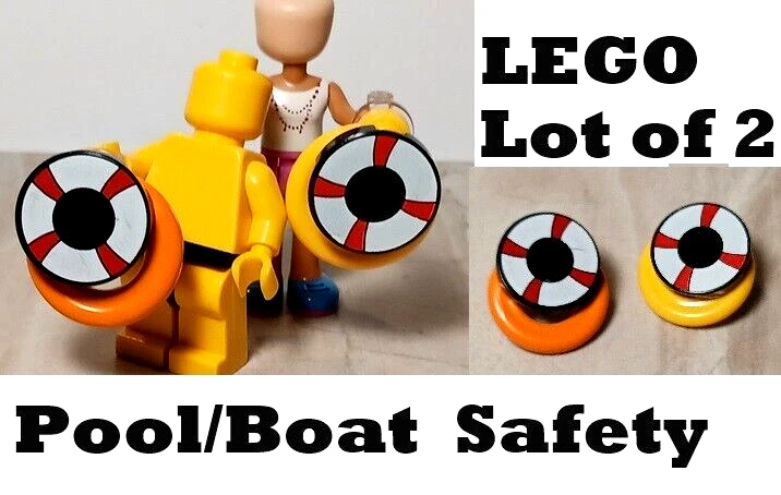 Lote de 2 anéis de água de segurança para barco LEGO equipamento salva-vidas alças de convés de piscina na parte de trás - Imagem 1 de 1