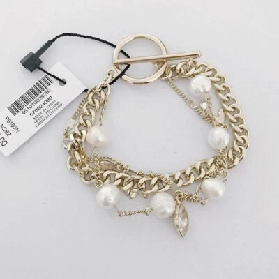 BRAZALETE CASA BLANCA MERCADO NEGRO TONO ORO PERLA/CRISTAL TALLADO 7" NUEVO CON ETIQUETAS Foto 1 de 2