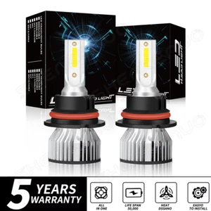 9007 HB5 LED Headlight Bulbs High Low Beam 60W 6500K Super Bright White 2X - Picture 1 of 13