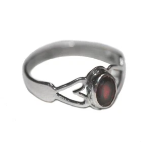 Anillo Corazón Corazón Granate Rojo con Piedra Ovalada Plata de Ley Comercio Justo, 9 - Imagen 1 de 1