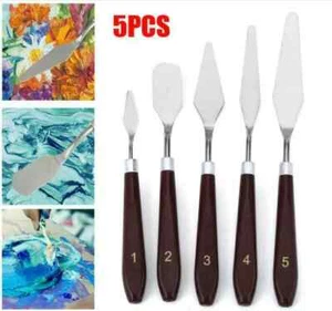 5pc Palette Knifes Set Artist Pallet Knives Metal Spatulas Oil Acrylic Painting - Picture 1 of 8