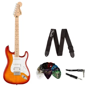 Squier Affinity Series Stratocaster FMT Electric Guitar, Sienna Sunburst Bundle - Picture 1 of 9