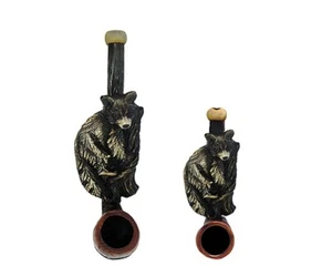 Mini pipas pequeñas hechas a mano mapache tabaco pájaro fumador juego de regalo de 2 piezas animal - Imagen 1 de 3