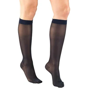 NIB Truform Women's Navy 15-20 mmHg Sheer Knee High Compression Stockings L - Picture 1 of 6