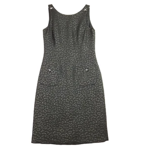 Chetta B Womens Dress 6 Black Shift Leopard Print Sleeveless Cocktail Business - Picture 1 of 12