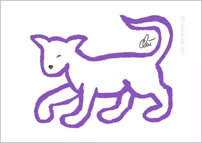 JACQUELINE DITT - Lavender Cat Original Druck Grafik handsigniert Bild Katze  - Bild 1 von 2