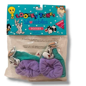Vintage Looney Tunes Lovables Baby Booties 9 months Bugs Dakin Warner Bros NEW - Picture 1 of 5