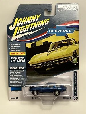 Chevy Corvette 427 1967 Marina Blue Poly 1:64 Scala Johnny Lightning JLMC029A - Immagine 1 di 4