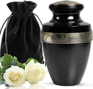 Yatskia Black Large Cremation Urns for Human Ashes Remains Large, Gold  - Picture 1 of 9