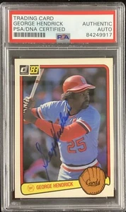 George Hendrick Signed 1983 Donruss #404 Baseball Card Tough Autograph PSA/DNA - Picture 1 of 3