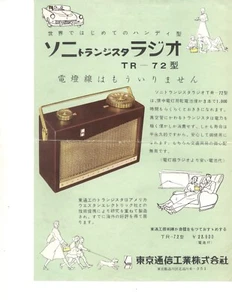 Radio transistor vintage Totsuko Sony TR-72 venta folleto especificaciones enero 1956 - Imagen 1 de 10