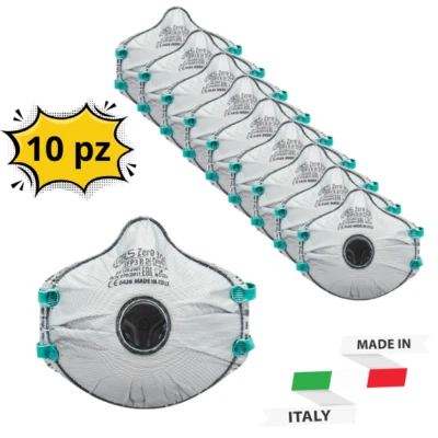 10 Pz Mascherine FFP3 con valvola ed elastici certificate DPI Made in Italy - Image 1 of 4