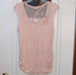 Candie's hellrosa ärmelloses Blusentop mit Schleife halb transparenter Rücken Extra Large - Bild 1 von 4