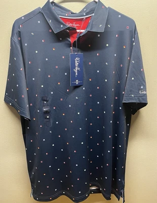 Walter Hagen рубашка-поло мужской большой парусный geo темно-синий новый производительности Athletic - Изображение 1 из 4