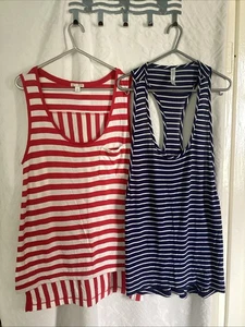 Bundle x 2 Striped Longer Length Sleeveless Vest Tops Gap/Next S/10 - Picture 1 of 8