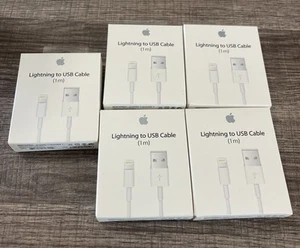Apple 3ft. (1m) Lightning to USB Cable - White- Genuine (PACK OF 5) NEW SEALED - Zdjęcie 1 z 3