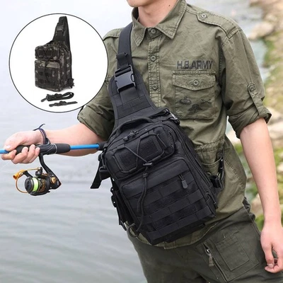 Bolso de pecho para hombre Molle Crossbody deporte al aire libre pesca mochila bolso de hombro - Imagen 1 de 4