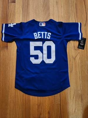 NUEVO CON ETIQUETAS Juvenil Personalizado Dodgers #50 Mookie Bett Talla S-XL Azul/Blanco Cosido Foto 1 de 4