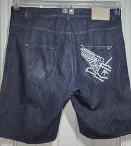 VTG Rocawear Jean Shorts Mens 48x13 Blue Hip Hop Y2K Skater Denim Baggy - Picture 1 of 14