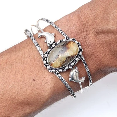 Septerian Jasper Gemstone Handmade Jewelry Cuff Bracelets 7''Adjustable - Image 1 of 4