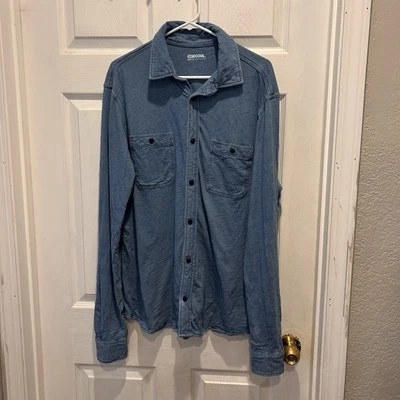 32 Degrees Cool Mens 100% Cotton Long Sleeve Button-Up Shirt Blue Large - Image 1 of 4