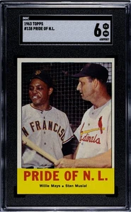 SGC 6 - 1963 Topps #138 Willie Mays/Stan Musial PRIDE OF NL Giants/Cardinals HOF - Picture 1 of 2