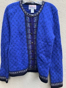 Vintage Tally-Ho Strickjacke Pullover kleine Knopfleiste 100% Wolle - Bild 1 von 7