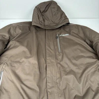 Columbia Jacket Mens 6X Chocolate Brown Hooded Full Zip Omni-Heat Puffer Coat - Image 1 of 4
