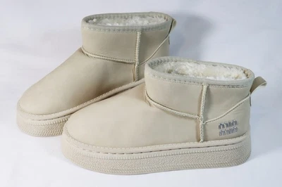 Botas de nieve de invierno forradas de piel para mujer beige cálido impermeables al tobillo talla 6,5 - 7 NUEVAS Foto 1 de 4