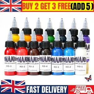 DYNAMIC COLOR Tattoo Ink Red Green White Blue Black Brown Purple Pink Colors - Picture 1 of 25