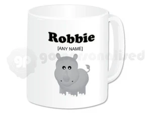 Personalised Ceramic Mug- Rhino Design- Any Name - Picture 1 of 1