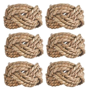Rustic Rattan Napkin Holder Rings for Wedding Dinner Party Table Pack of 6 - Picture 1 of 12